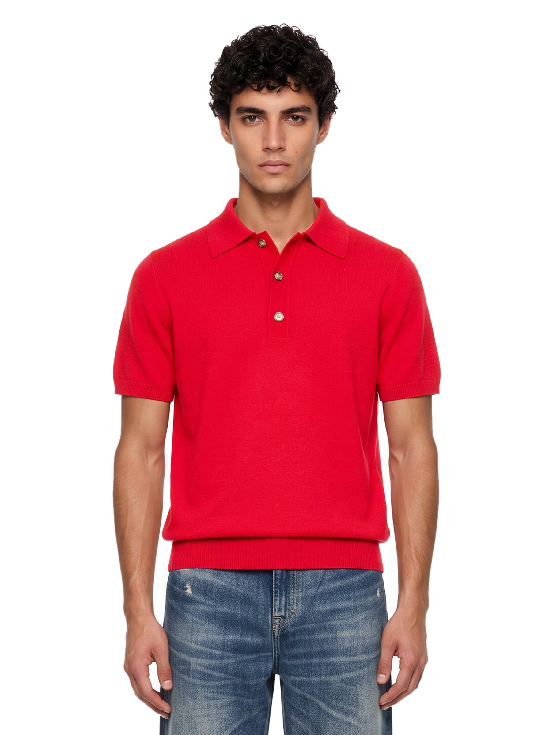 Polo in maglia a manica corta in rosso 