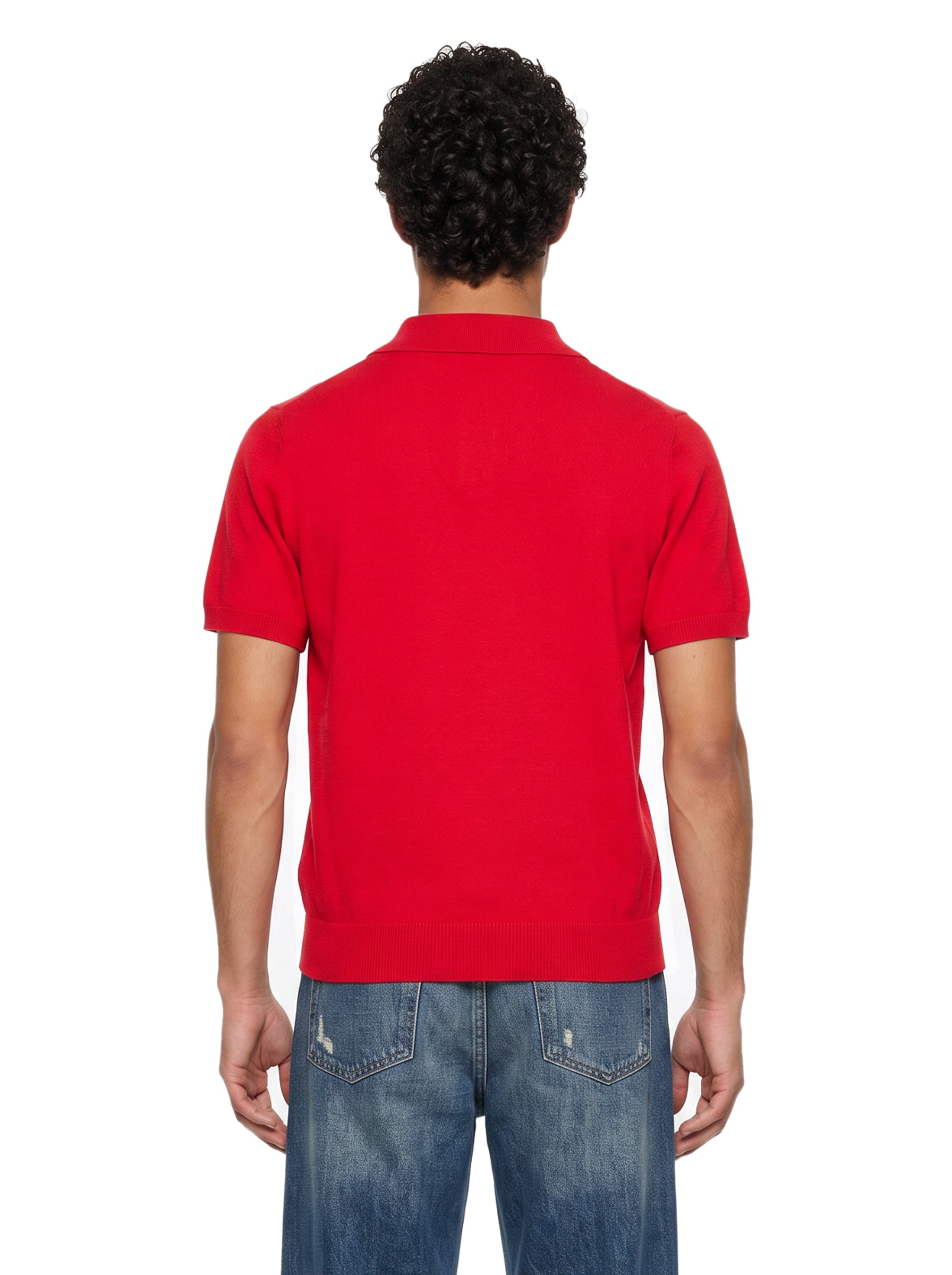 Polo in maglia a manica corta in rosso 