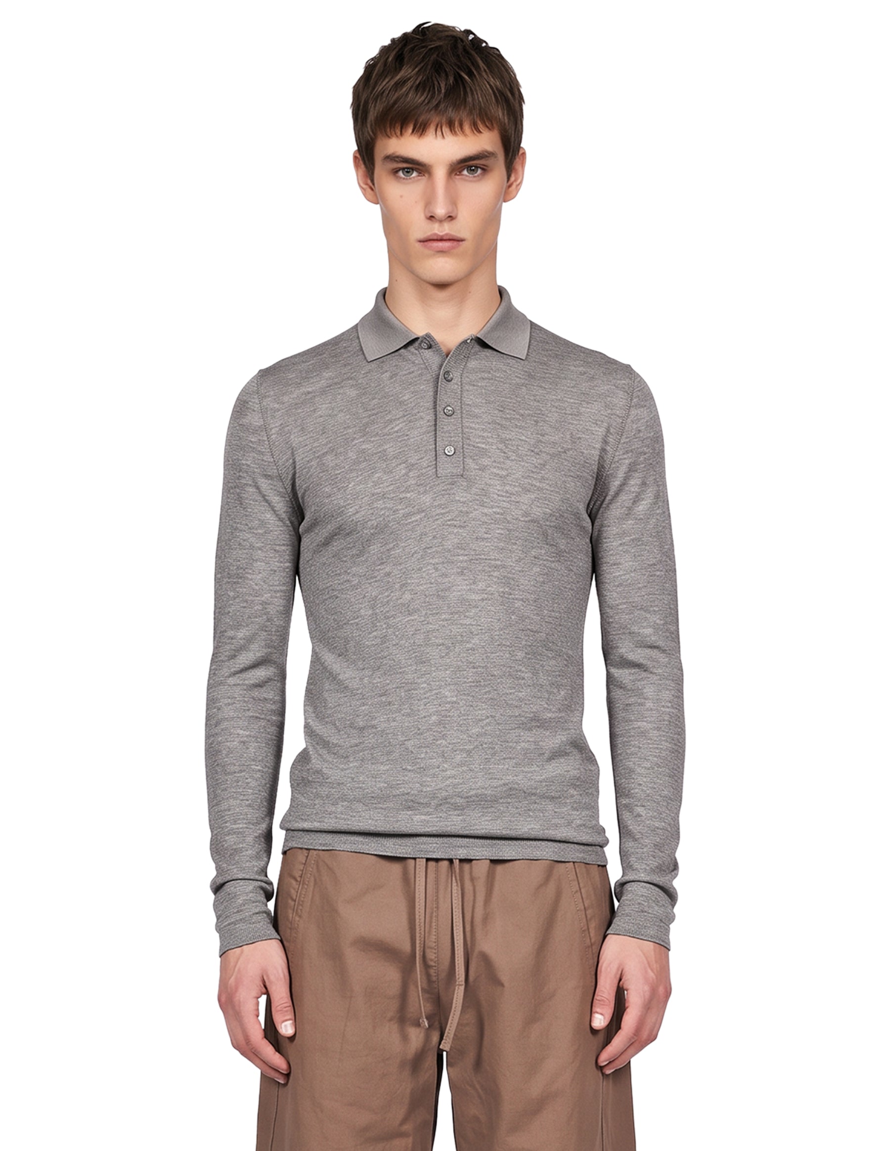 Polo manica lunga in grigio 