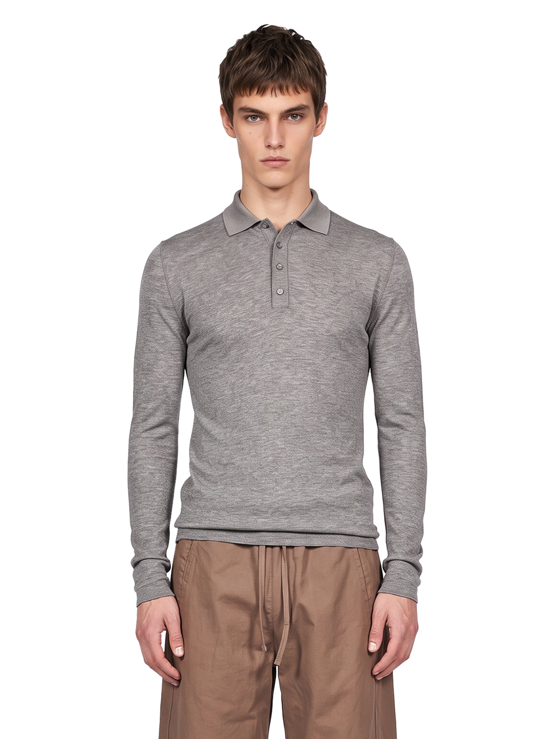 Polo manica lunga in grigio 