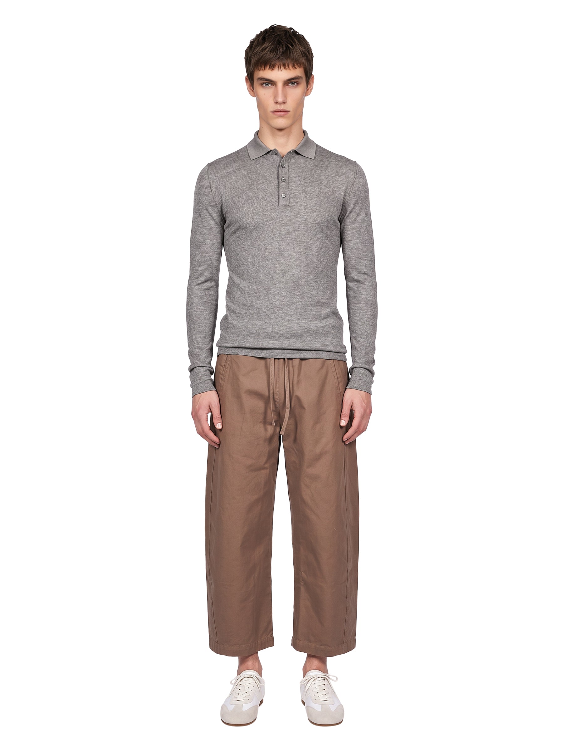 Polo manica lunga in grigio 