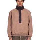 Felpa con mezza zip Sherpa in beige 