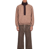 Felpa con mezza zip Sherpa in beige 