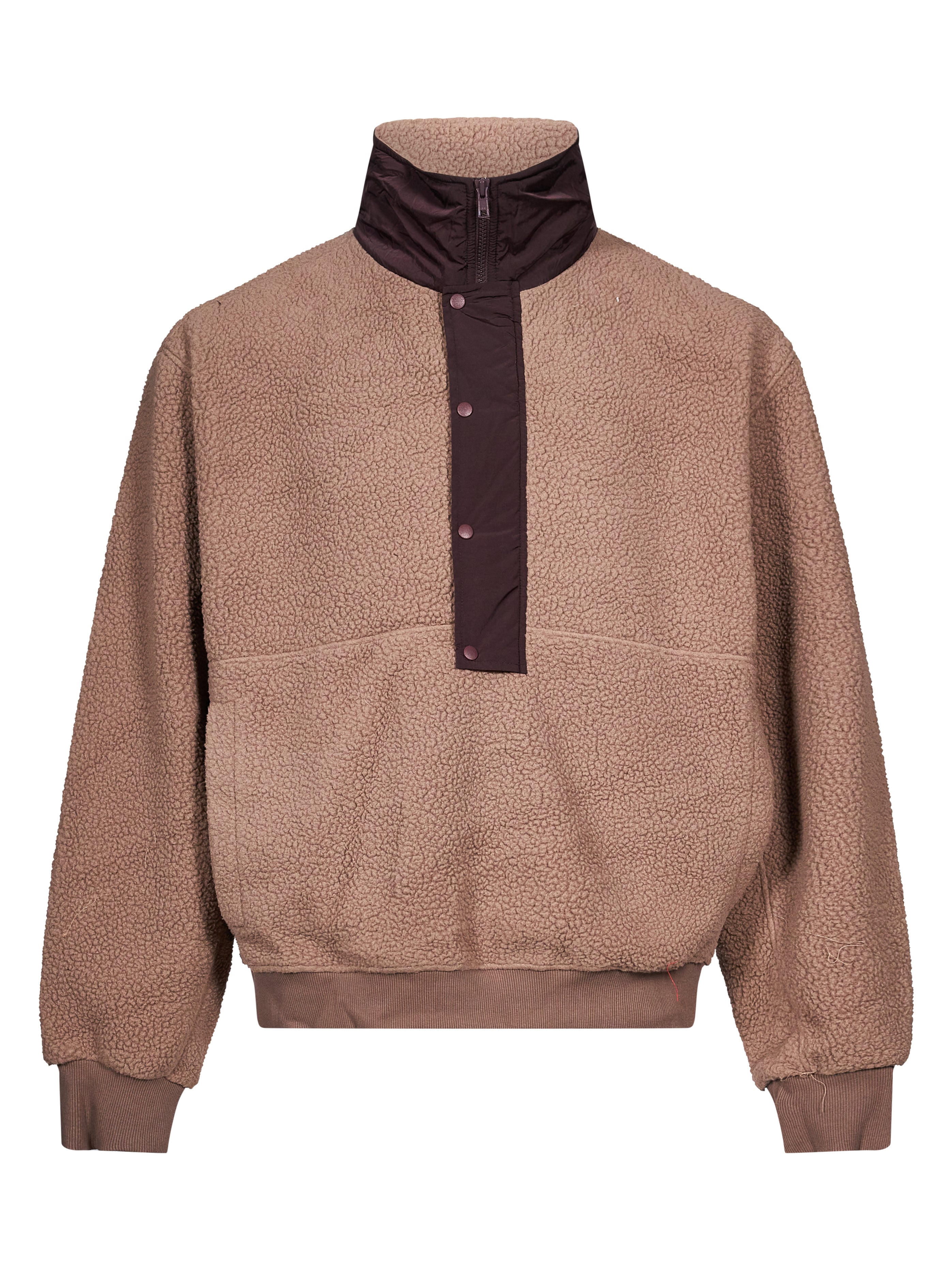 Felpa con mezza zip Sherpa in beige 