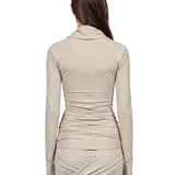 Top drappeggiato in grigio 