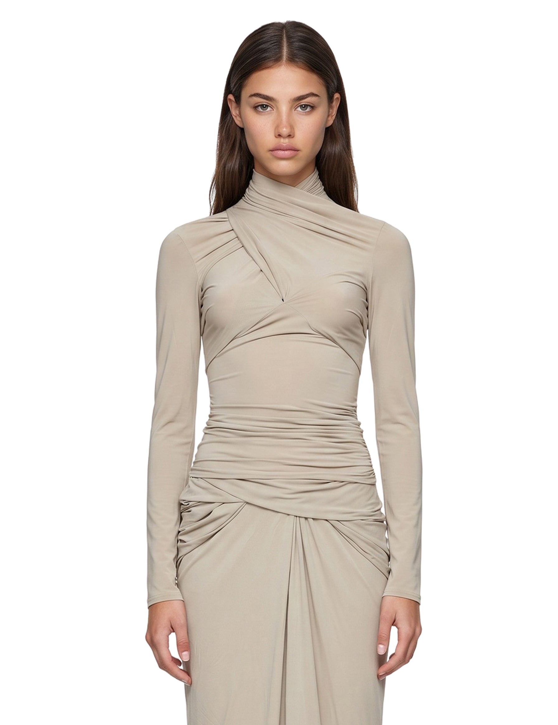 Top drappeggiato in grigio 
