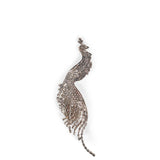 Spilla con cristalli a forma di pavone color argento 