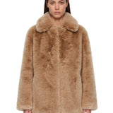 Ecopelliccia con colletto in beige 
