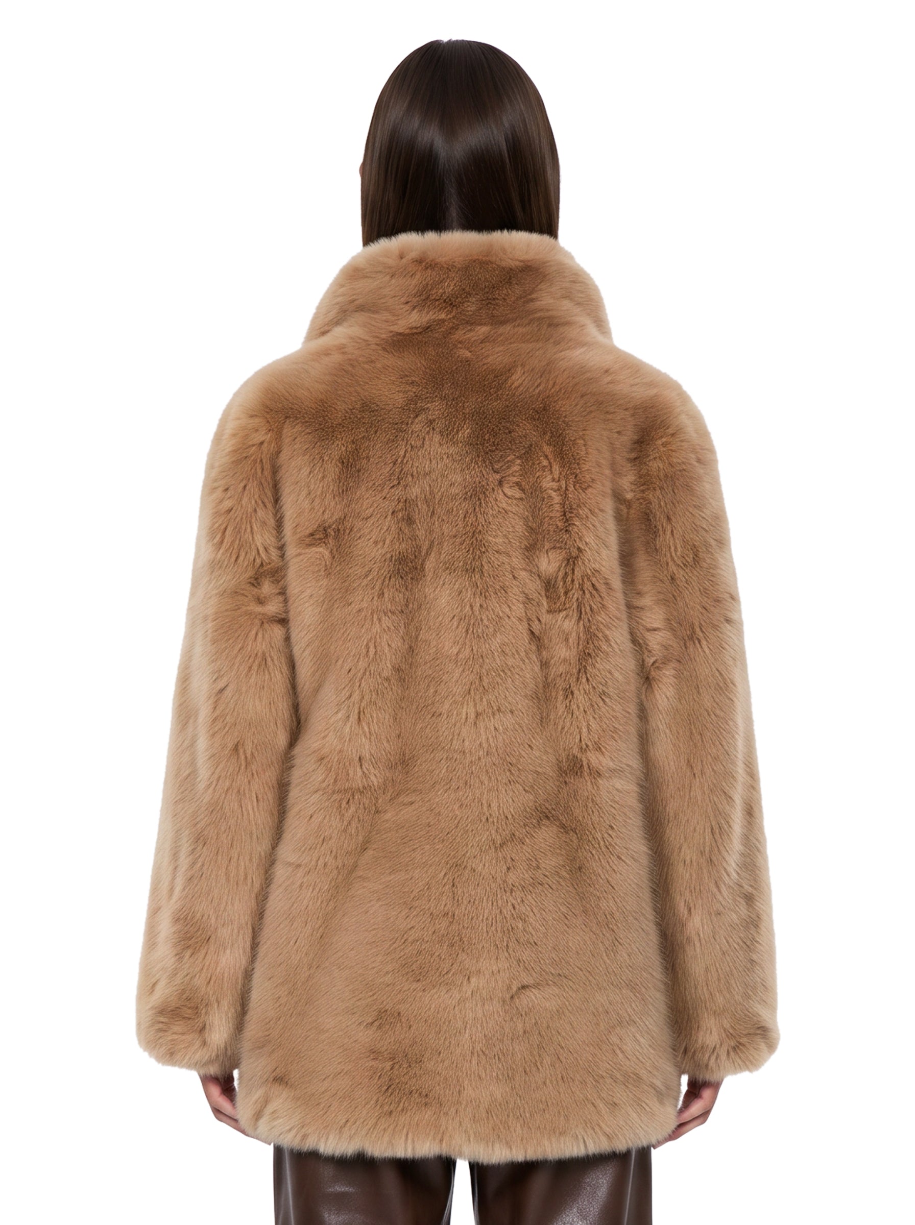 Ecopelliccia con colletto in beige 
