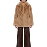 Ecopelliccia con colletto in beige 