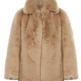 Ecopelliccia con colletto in beige 