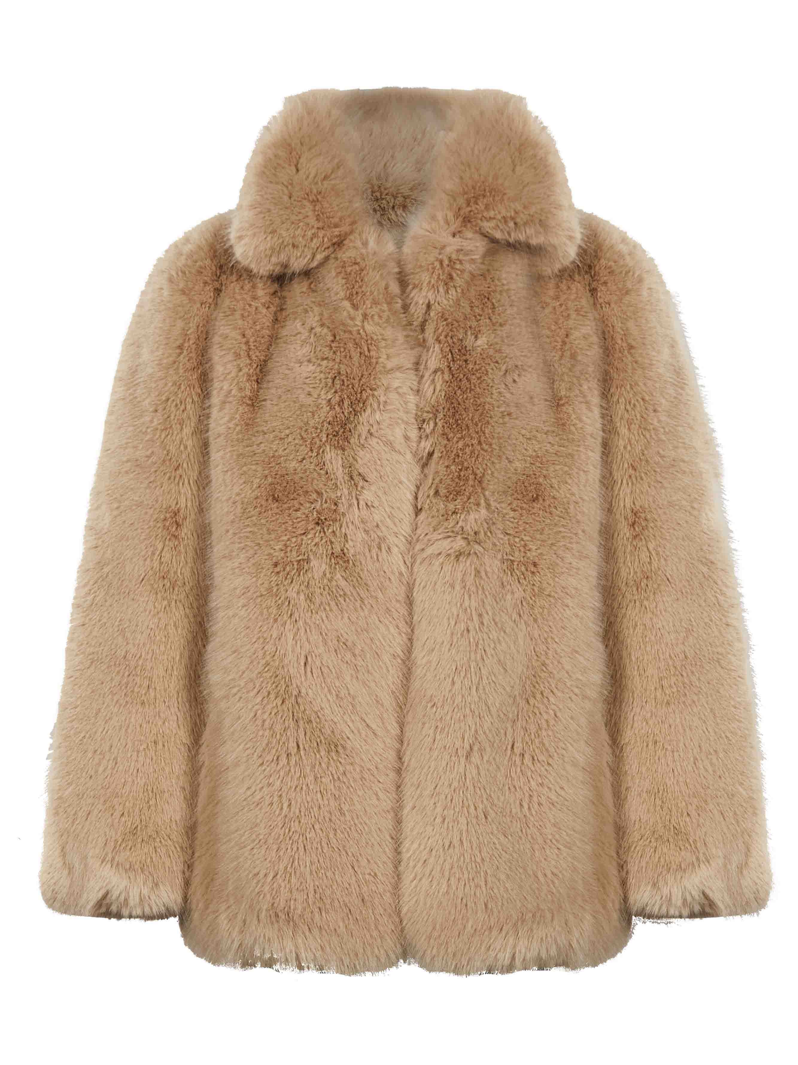 Ecopelliccia con colletto in beige 