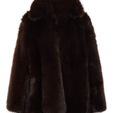 Ecopelliccia con colletto in marrone 