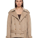 Trench con cintura in beige 