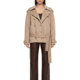 Trench con cintura in beige 