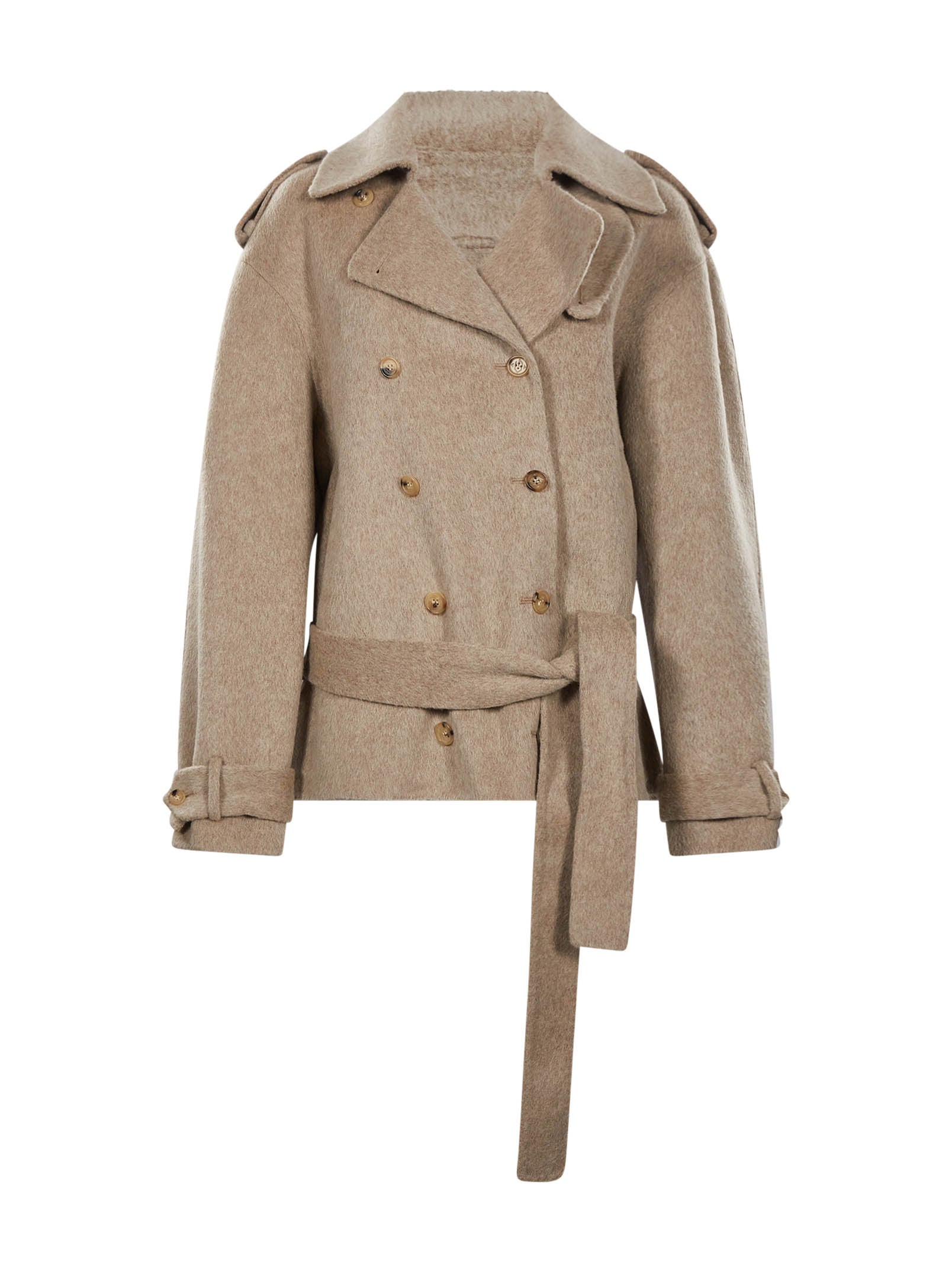 Trench con cintura in beige 
