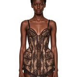 Miniabito in pizzo stile corsetto in marrone 