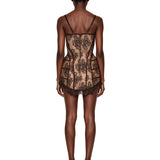 Miniabito in pizzo stile corsetto in marrone 