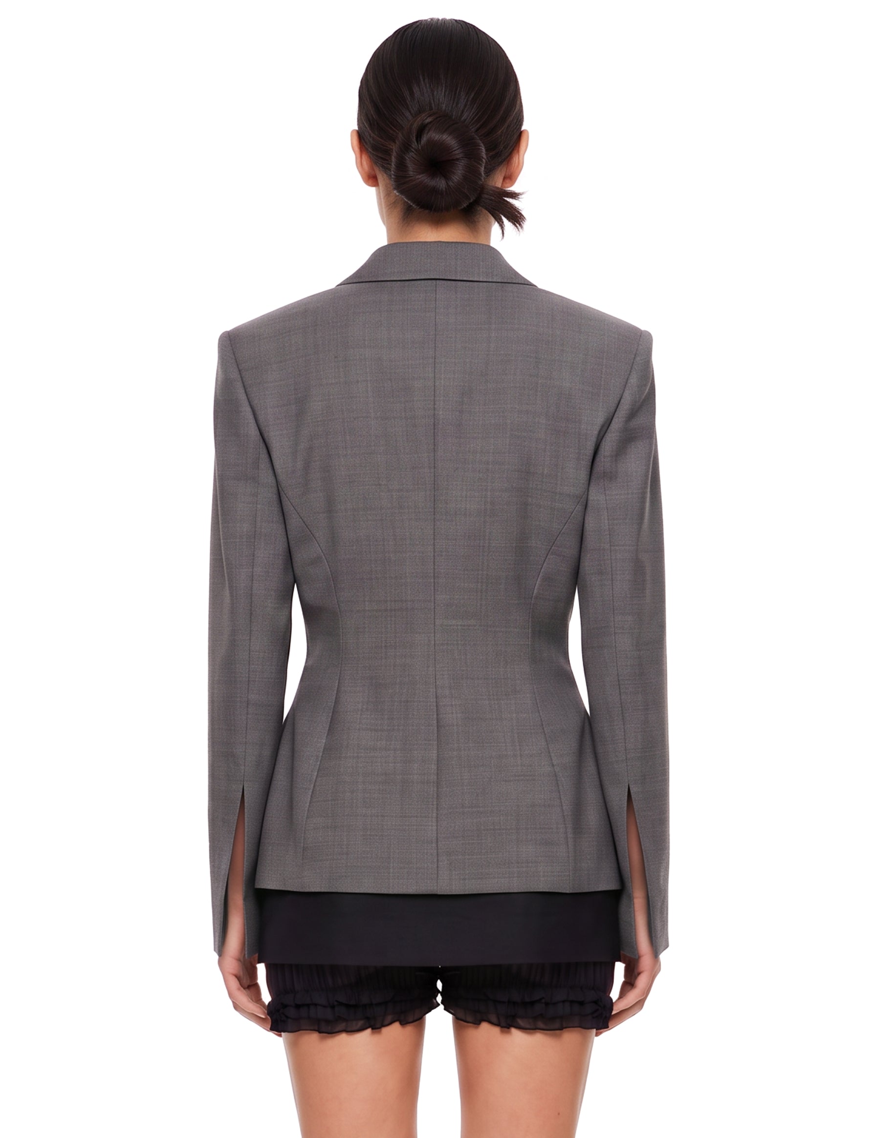 Blazer monopetto aderente in vita in grigio 