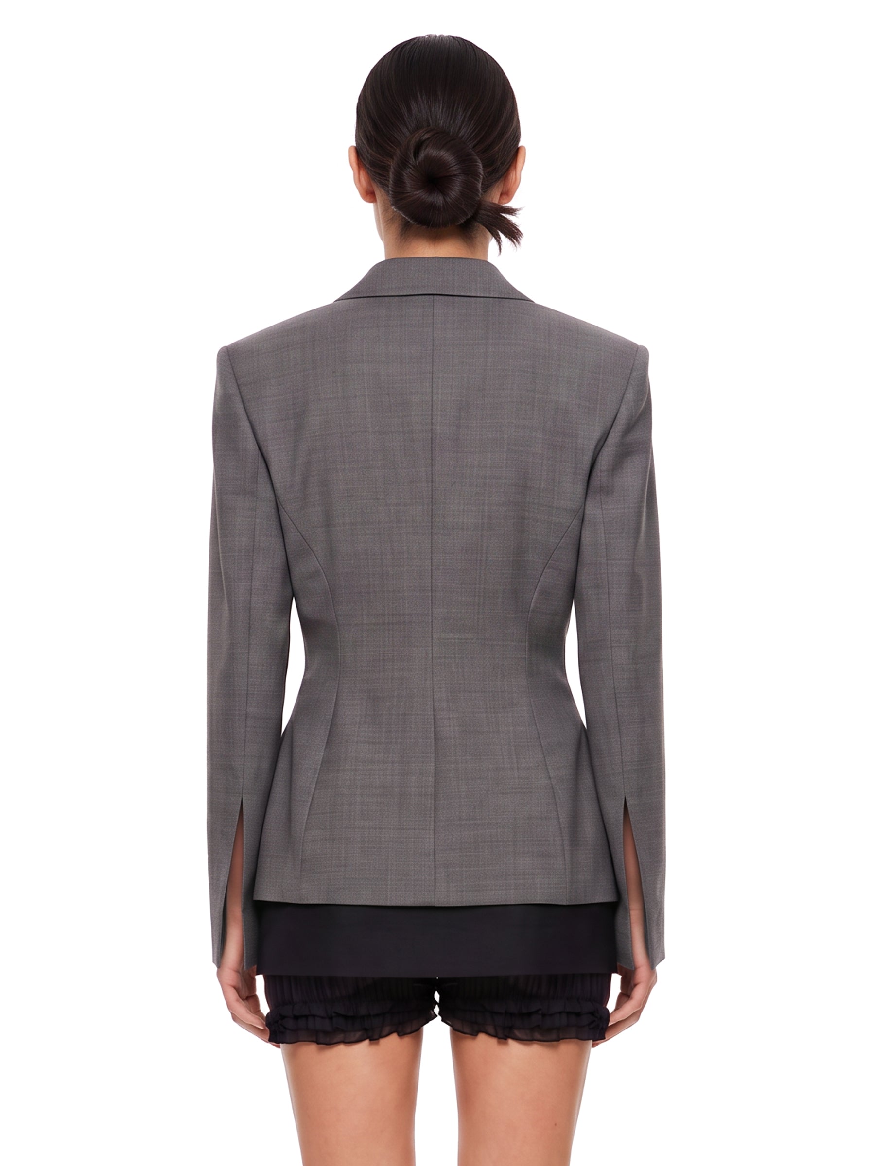 Blazer monopetto aderente in vita in grigio 