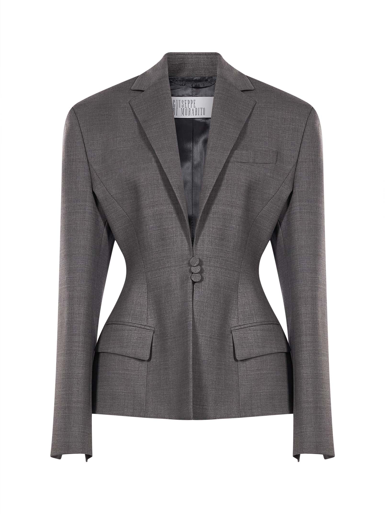 Blazer monopetto aderente in vita in grigio 