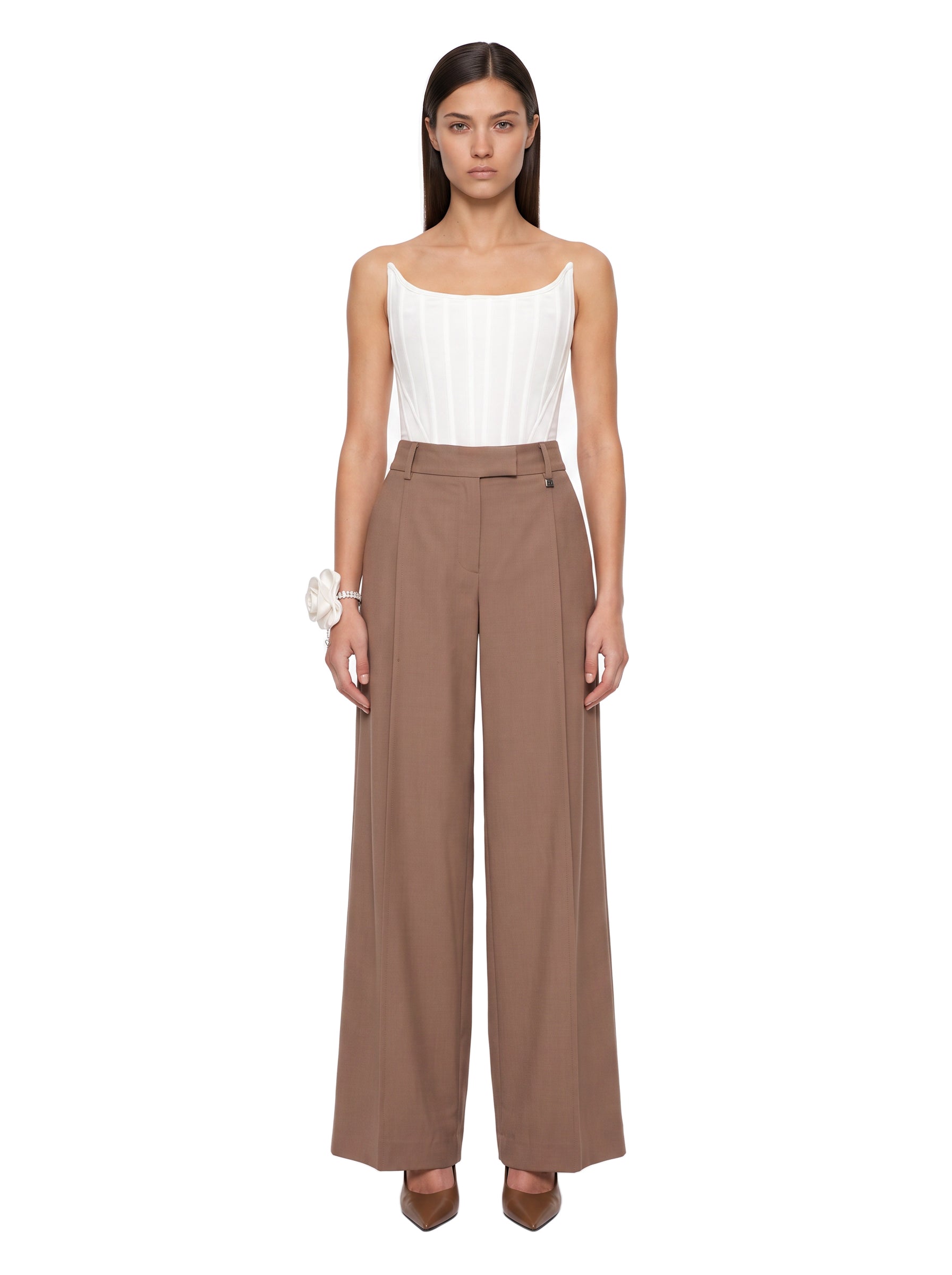 Pantaloni a gamba dritta in marrone 