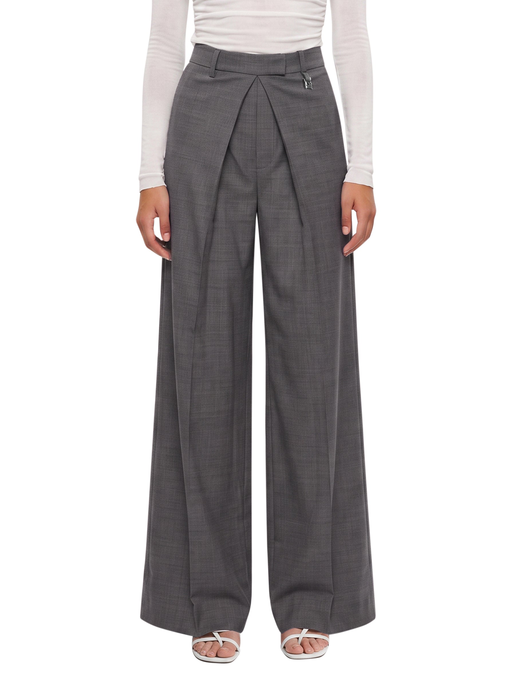 Pantaloni sartoriale a gamba ampia in grigio 
