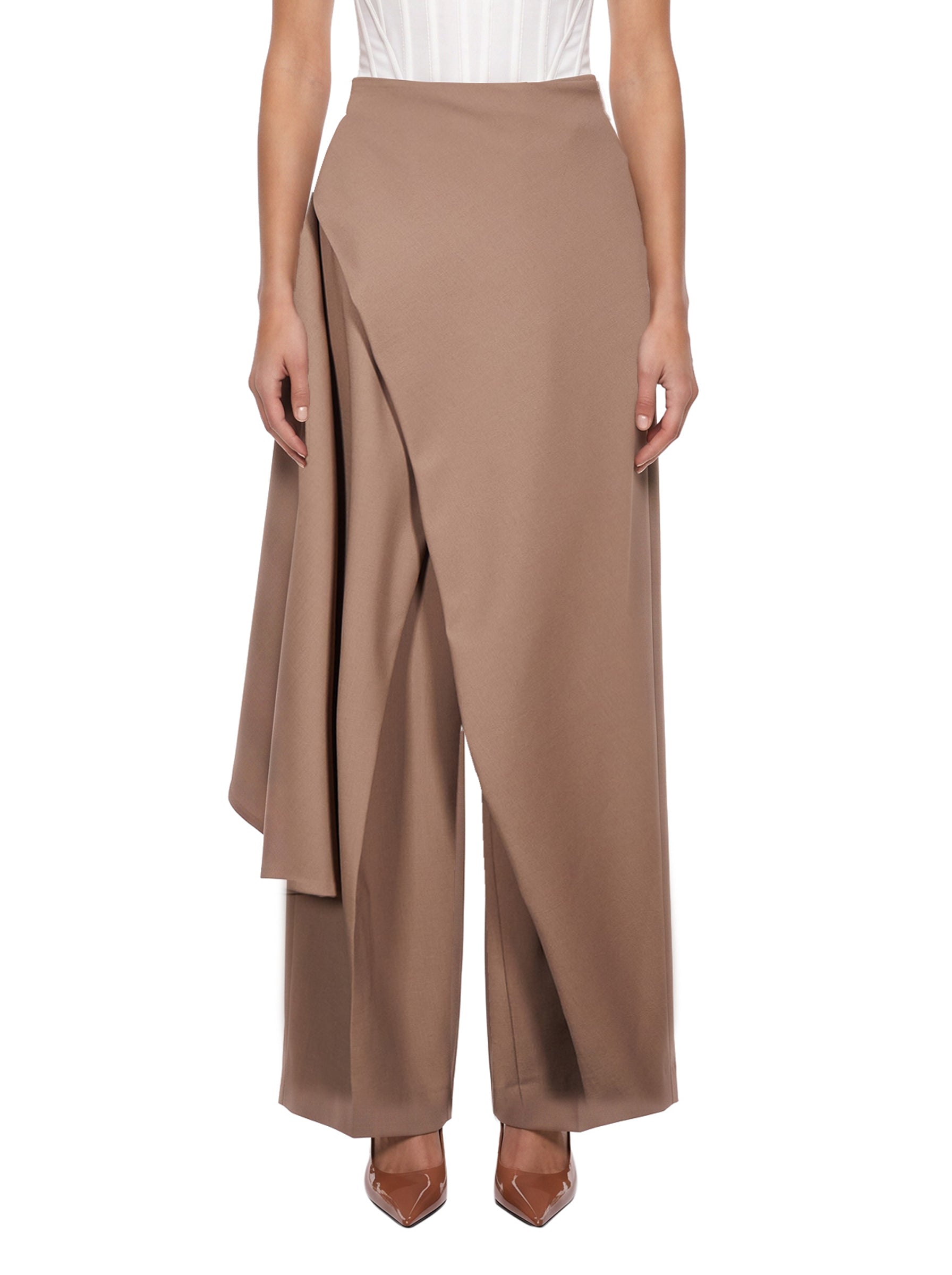 Pantaloni con inserti a portafoglio in marrone 