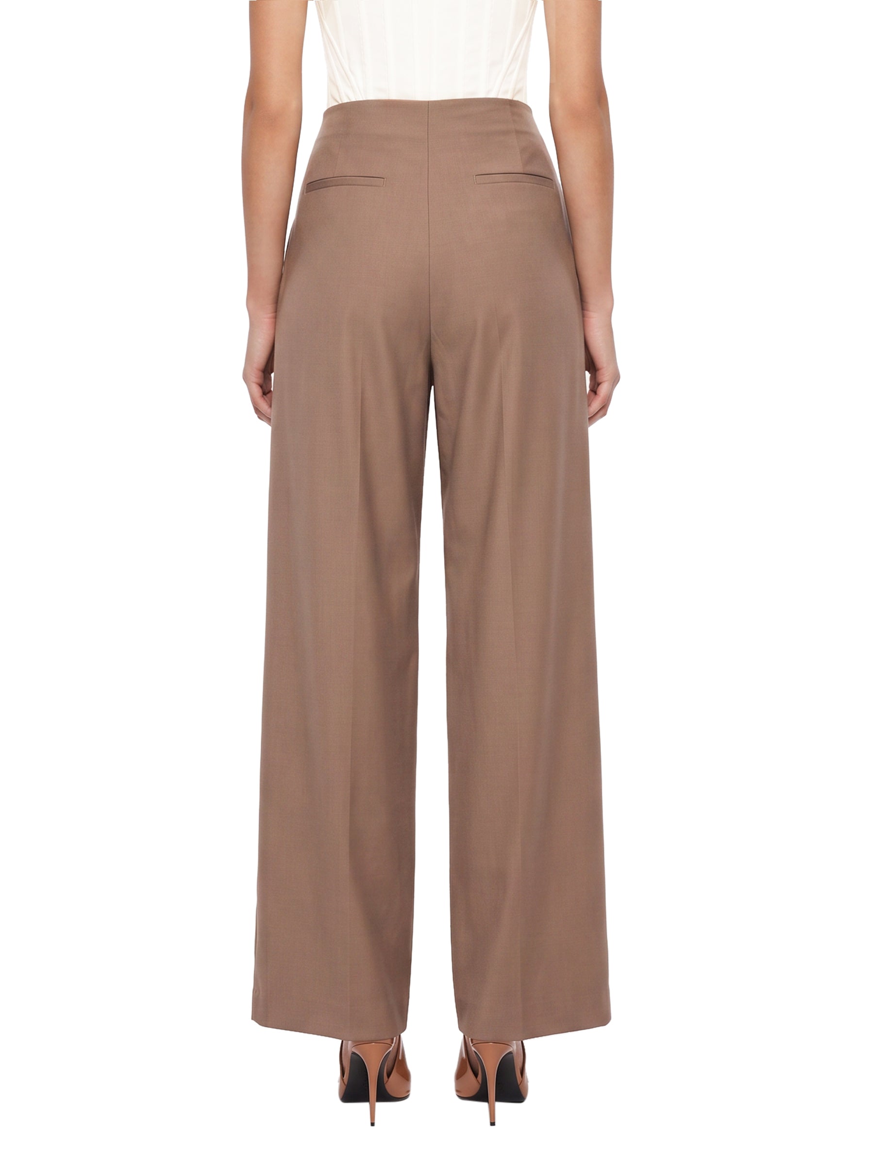 Pantaloni con inserti a portafoglio in marrone 