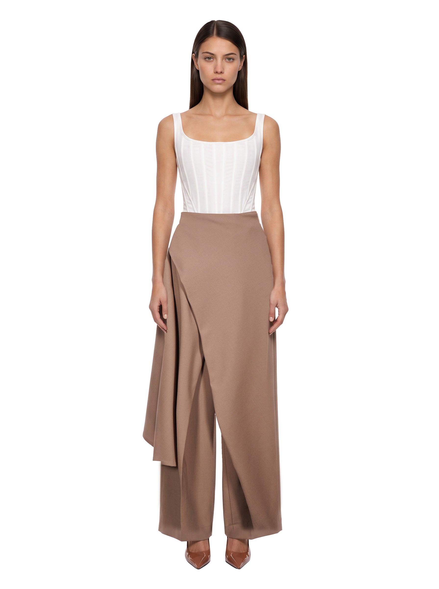 Pantaloni con inserti a portafoglio in marrone 