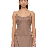 Corsetto con stecche in marrone 