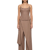 Corsetto con stecche in marrone 