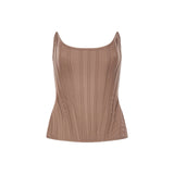 Corsetto con stecche in marrone 
