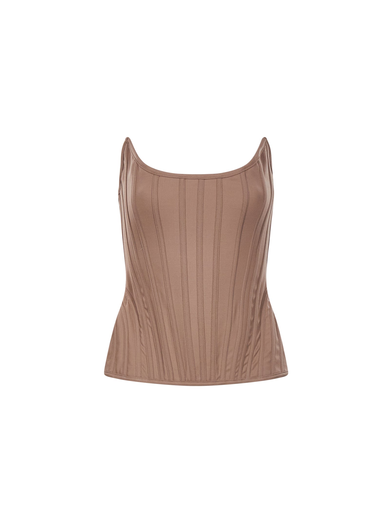Corsetto con stecche in marrone 