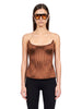 Top satinato a corsetto in marrone