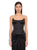 Top satinato a corsetto in nero