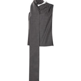 Top monospalla con decorazione in grigio 