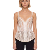 Top bustier in pizzo in bianco 