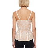 Top bustier in pizzo in bianco 