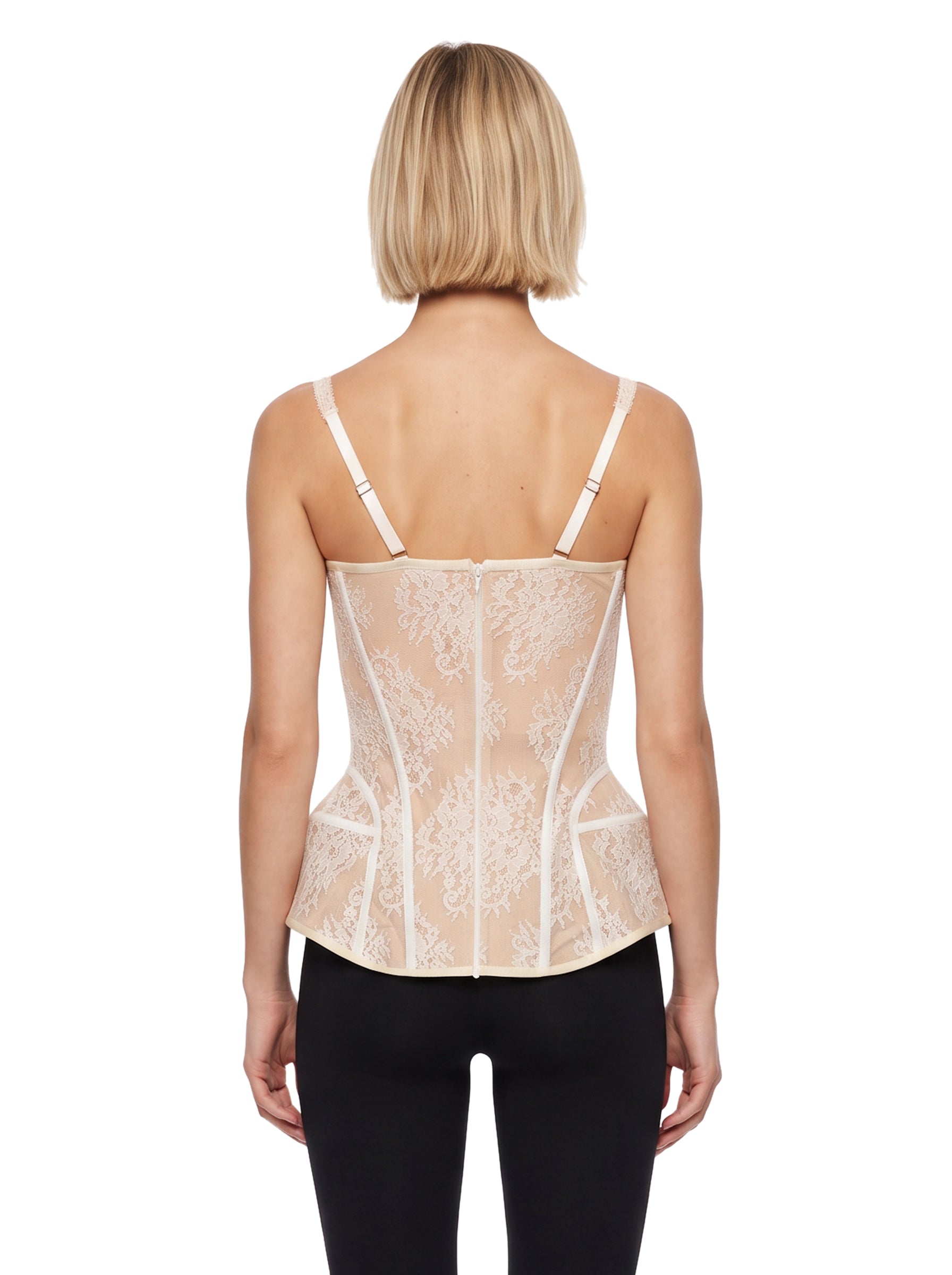 Top bustier in pizzo in bianco 