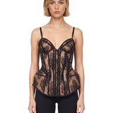 Top bustier in pizzo in nero 