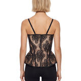 Top bustier in pizzo in nero 