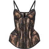 Top bustier in pizzo in nero 