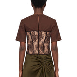 T-shirt bustier in marrone 