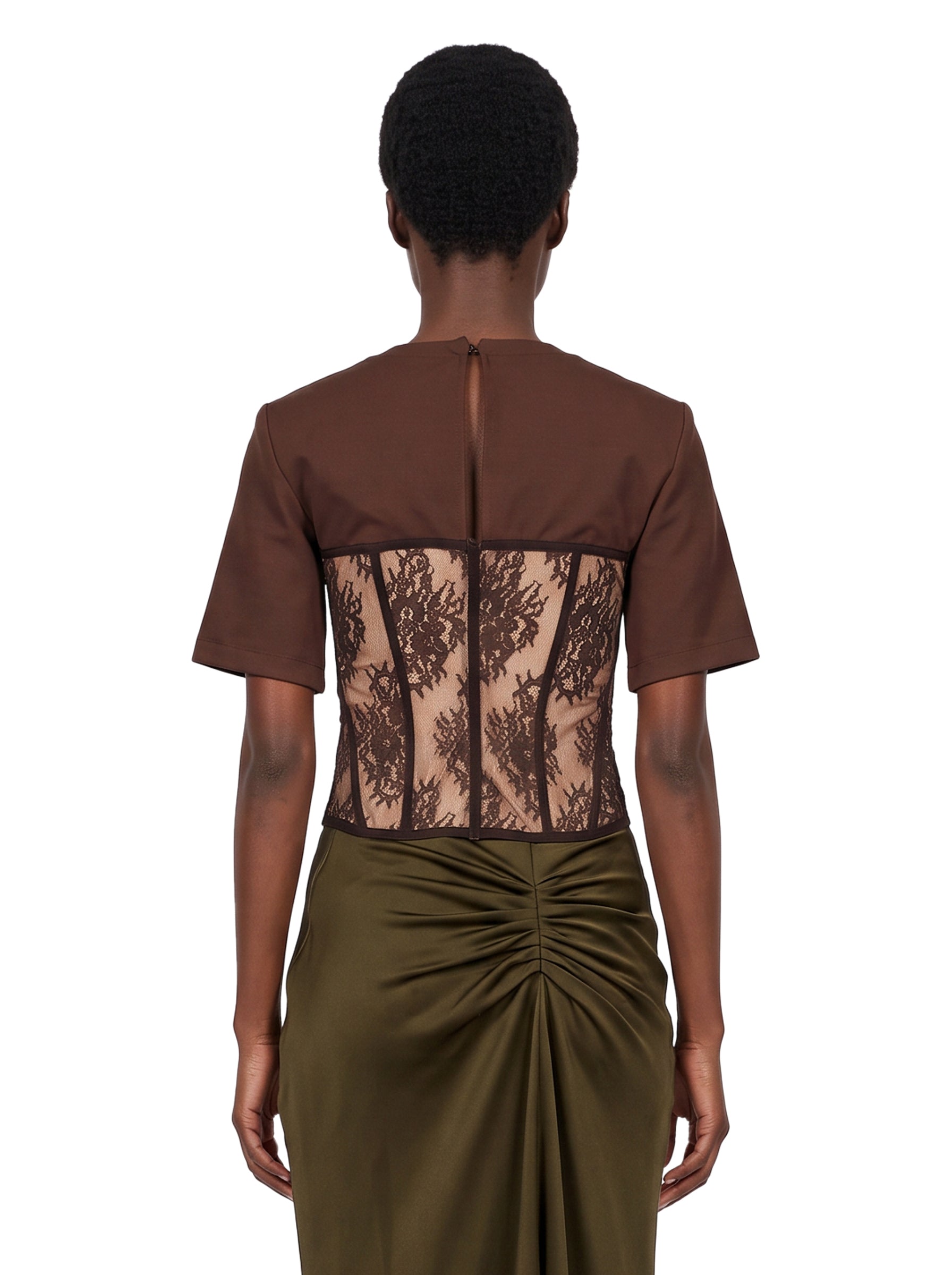 T-shirt bustier in marrone 