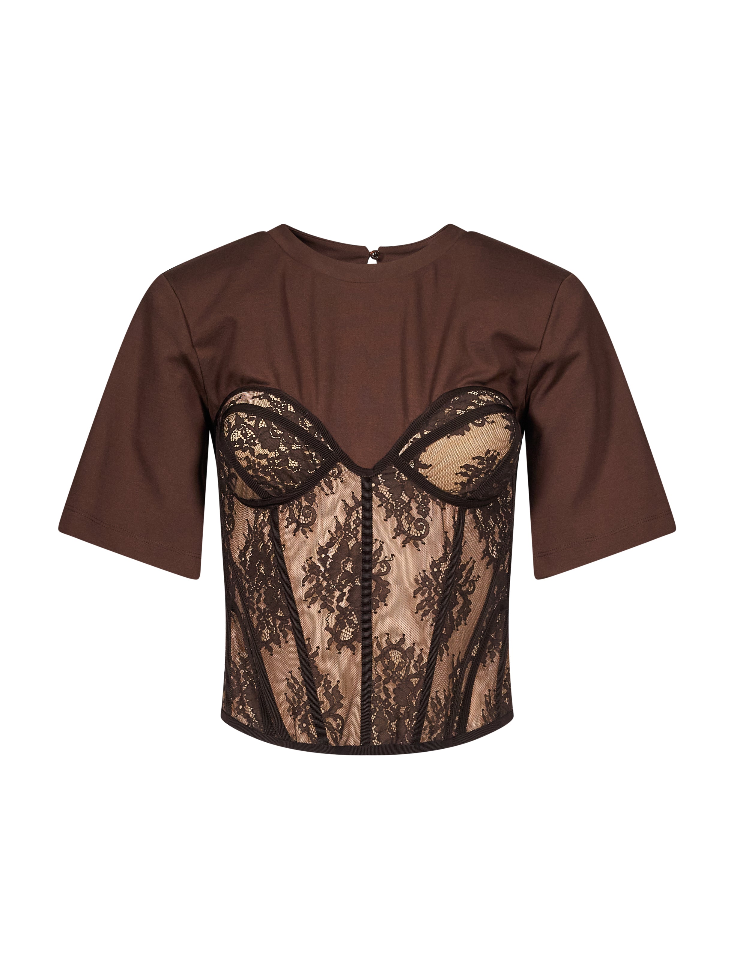 T-shirt bustier in marrone 