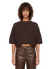 Pullover girocollo con maniche a 3/4 in marrone