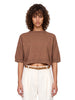 Pullover girocollo con maniche a 3/4 in marrone