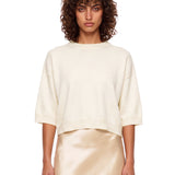 Pullover girocollo con maniche a 3/4 in avorio 