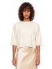 Pullover girocollo con maniche a 3/4 in avorio